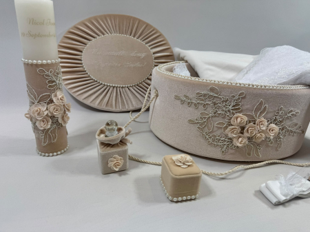 Trusou botez la cufar din catifea si lumanare Elegance [3]