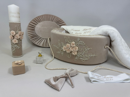 Trusou botez la cufar din catifea si lumanare Elegance [1]