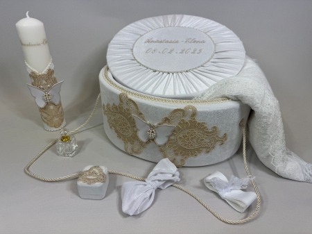 Trusou botez la cufar din catifea si lumanare Elegance [2]