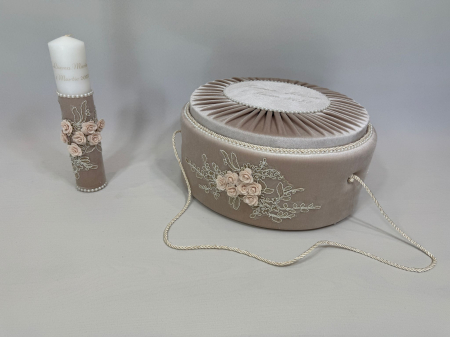 Trusou botez la cufar din catifea si lumanare Elegance [6]