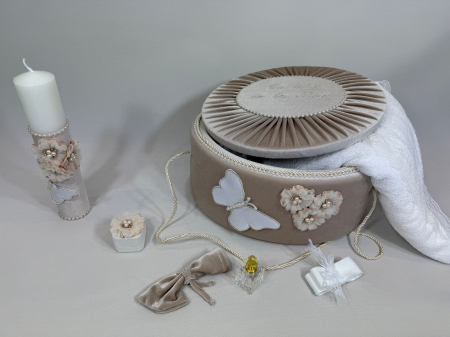 Trusou botez la cufar din catifea si lumanare Elegance [3]