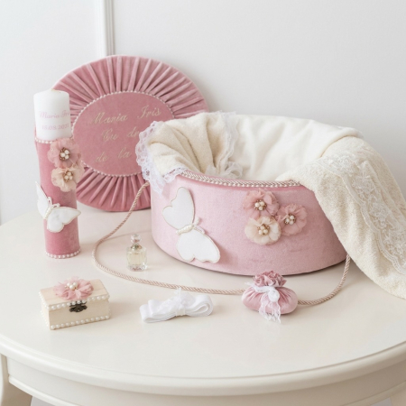 Trusouri Botez Elegance - Trusou botez la cufar din catifea si lumanare Elegance