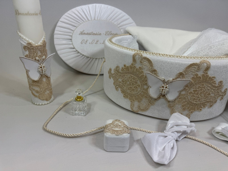 Trusouri Botez Elegance - Trusou botez la cufar din catifea si lumanare Elegance