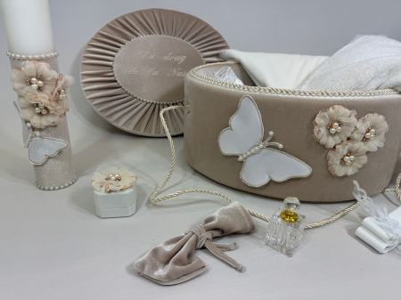 Trusouri Botez Elegance - Trusou botez la cufar din catifea si lumanare Elegance