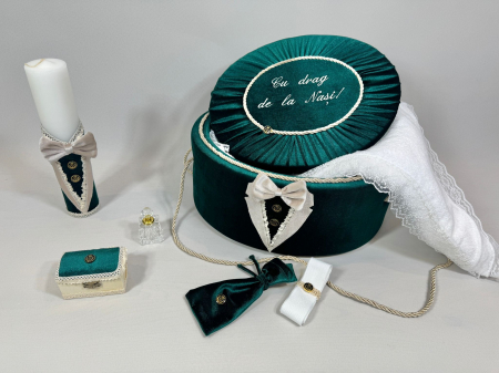 Trusou botez la cufar din catifea si lumanare Deluxe [3]