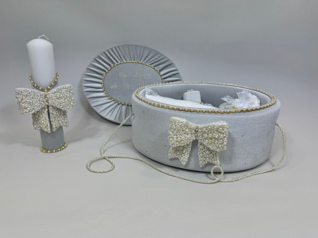 Trusou botez la cufar din catifea si lumanare Glamour [4]