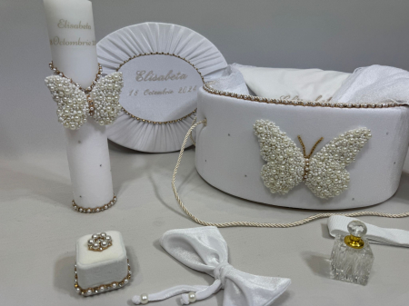 Trusouri botez Glamour - Trusou botez la cufar din catifea si lumanare Glamour