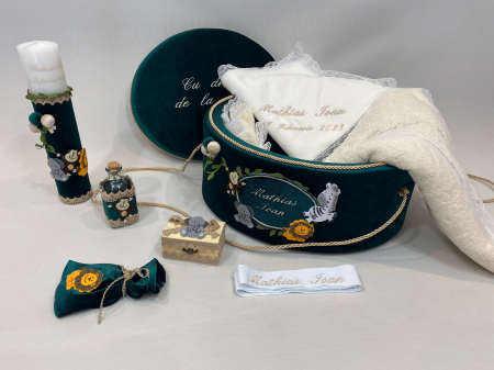 Trusou botez la cufar din catifea si lumanare Luxury [1]