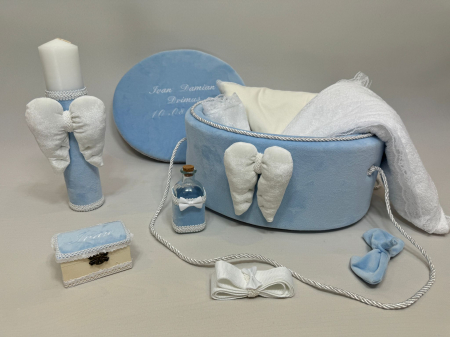 Trusouri Botez Exclusive - Trusou botez la cufar din catifea si lumanare Exclusive