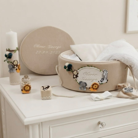 Trusouri Botez Exclusive - Trusou botez la cufar din catifea si lumanare Exclusive