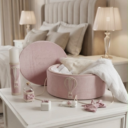 Trusouri Botez Exclusive - Trusou botez la cufar din catifea si lumanare Exclusive