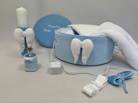 Trusouri Botez Exclusive - Trusou botez la cufar din catifea si lumanare Exclusive