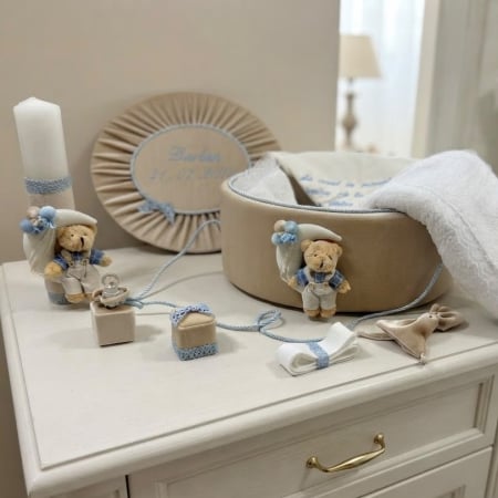 Trusouri Botez Exclusive - Trusou botez la cufar din catifea si lumanare Exclusive