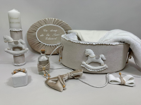 Trusouri Botez Exclusive - Trusou botez la cufar din catifea si lumanare Exclusive