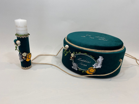 Trusou botez la cufar din catifea si lumanare Luxury [4]