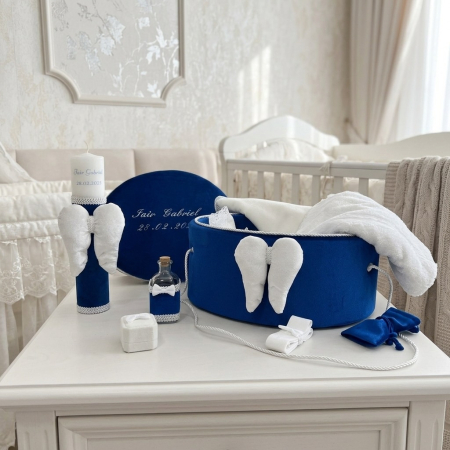 Trusouri Botez Exclusive - Trusou botez la cufar din catifea si lumanare Exclusive