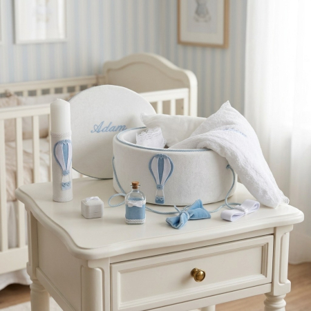 Trusouri Botez Exclusive - Trusou botez la cufar din catifea si lumanare Exclusive