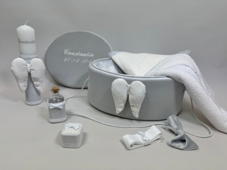 Trusouri Botez Exclusive - Trusou botez la cufar din catifea si lumanare Exclusive