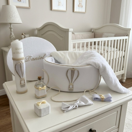 Trusouri Botez Exclusive - Trusou botez la cufar din catifea si lumanare Exclusive