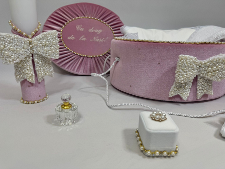 Trusou botez la cufar din catifea si lumanare Glamour [1]