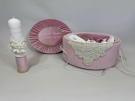 Trusou botez la cufar din catifea si lumanare Glamour [2]