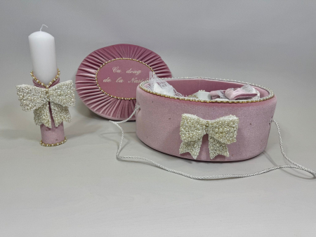 Trusou botez la cufar din catifea si lumanare Glamour [2]