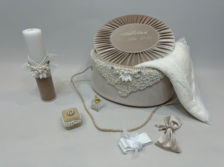 Trusou botez la cufar din catifea si lumanare Glamour [4]