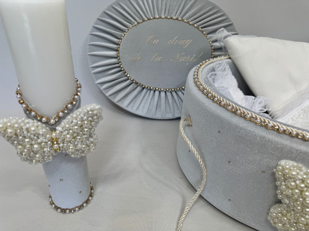 Trusou botez la cufar din catifea si lumanare Glamour [3]