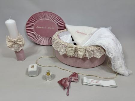 Trusou botez la cufar din catifea si lumanare Elegance [2]