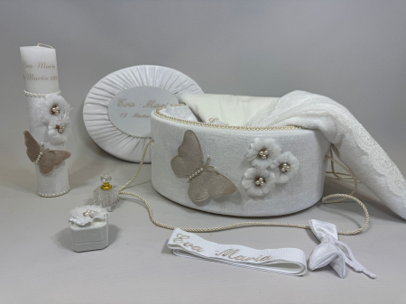 Trusouri Botez Elegance - Trusou botez la cufar din catifea si lumanare  Elegance