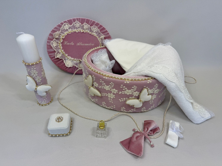 Trusou botez la cufar din catifea si lumanare Glamour [2]
