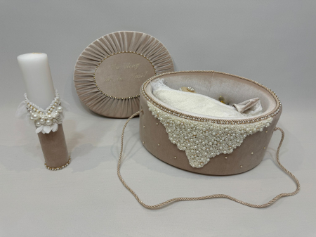 Trusou botez la cufar din catifea si lumanare Glamour [4]