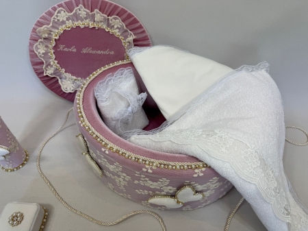 Trusou botez la cufar din catifea si lumanare Glamour [4]