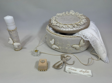 Trusou botez la cufar din catifea si lumanare Glamour [3]