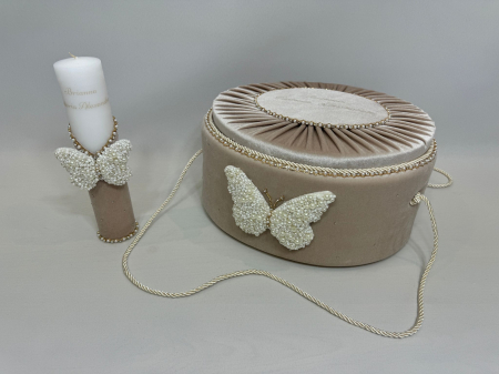 Trusou botez la cufar din catifea si lumanare Glamour [5]