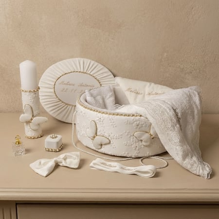 Trusouri botez Glamour - Trusou botez la cufar din catifea si lumanare Glamour