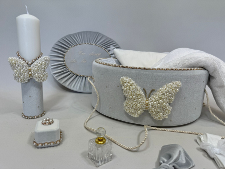 Trusouri botez Glamour - Trusou botez la cufar din catifea si lumanare Glamour