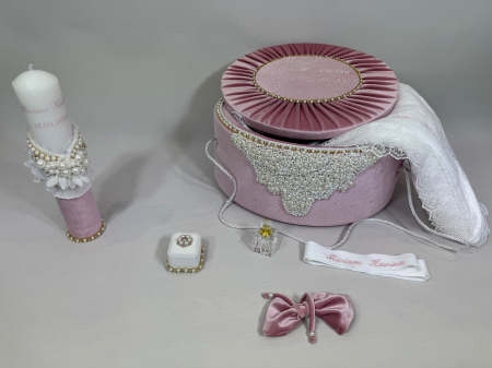 Trusou botez la cufar din catifea si lumanare Glamour [4]