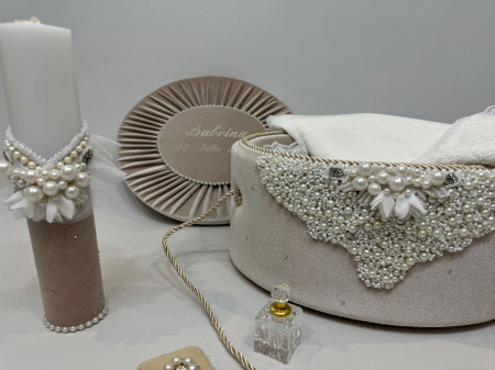 Trusou botez la cufar din catifea si lumanare Glamour [1]