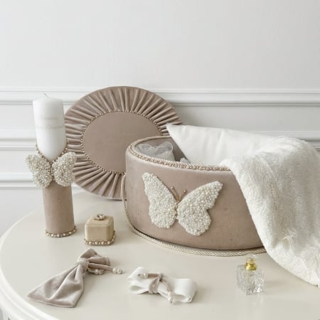 Trusou botez la cufar din catifea si lumanare Glamour [0]