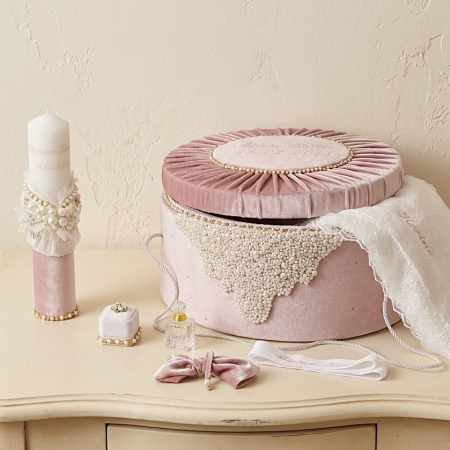 Trusou botez la cufar din catifea si lumanare Glamour [0]