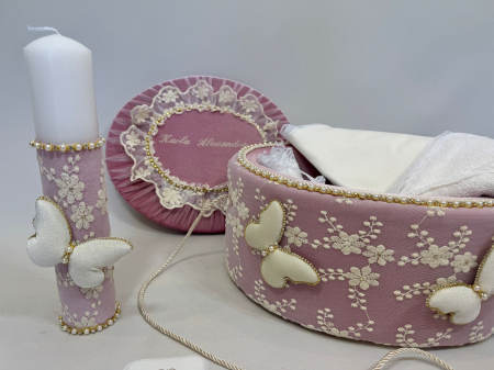 Trusou botez la cufar din catifea si lumanare Glamour [1]
