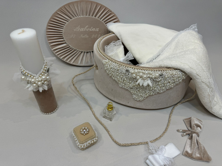Trusou botez la cufar din catifea si lumanare Glamour [2]