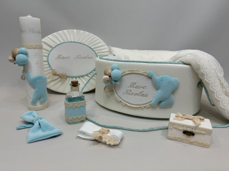 Trusouri botez Luxury - Trusou botez la cufar din catifea si lumanare Luxury