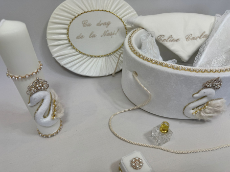 Trusou botez la cufar din catifea si lumanare Glamour [2]