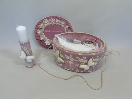Trusou botez la cufar din catifea si lumanare Glamour [5]
