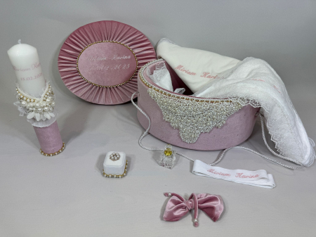 Trusou botez la cufar din catifea si lumanare Glamour [5]