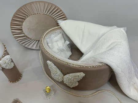 Trusou botez la cufar din catifea si lumanare Glamour [4]