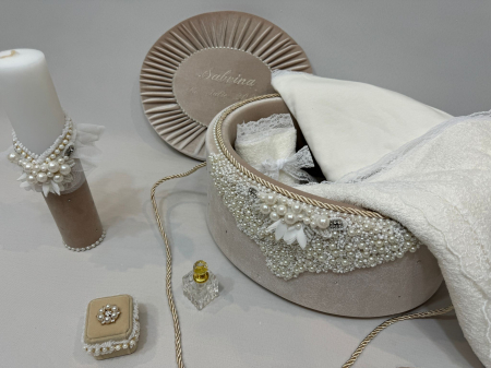 Trusou botez la cufar din catifea si lumanare Glamour [3]