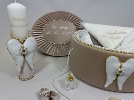 Trusou botez la cufar din catifea si lumanare Glamour [1]